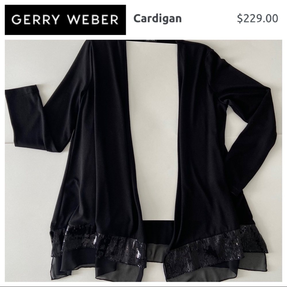 NWOT - SM Open Cardigan with Sequins & Chiffon Hem